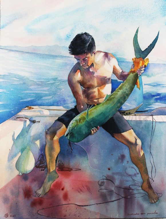 MUCHACHO CON PESCADO